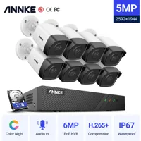 annke - kit de vidéosurveillance 8ch système de sécurité vidéo réseau super hd poe 5mp 8 caméras style a – 2tb